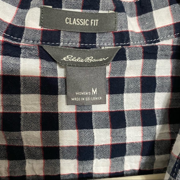 Eddie Bauer Classic Fit Navy & White Check Shirt - Picture 4 of 7